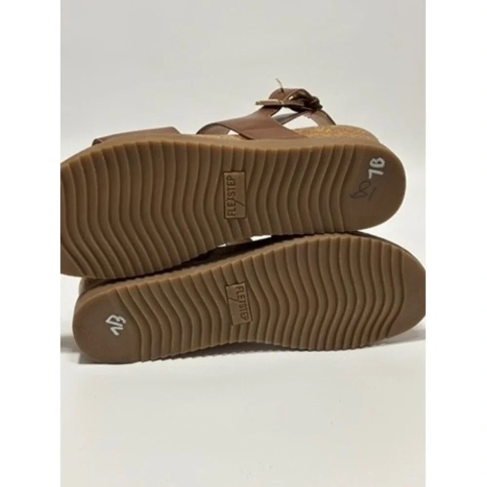 Flexi Step Nolan Brown Faux Leather Ankle Strap Sandal‎ Women's Size 7M Comfort - Picture 8 of 9